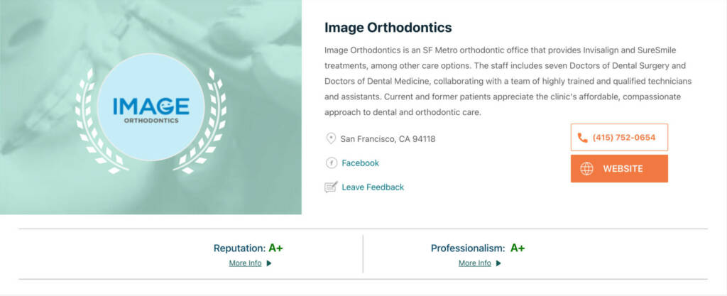 image orthodontics expertise.com a+ rating