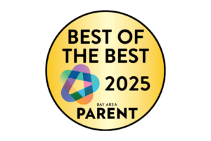 Circular badge with "Best of the Best 2025 Bay Area Parent" text and a colorful geometric logo in the center.