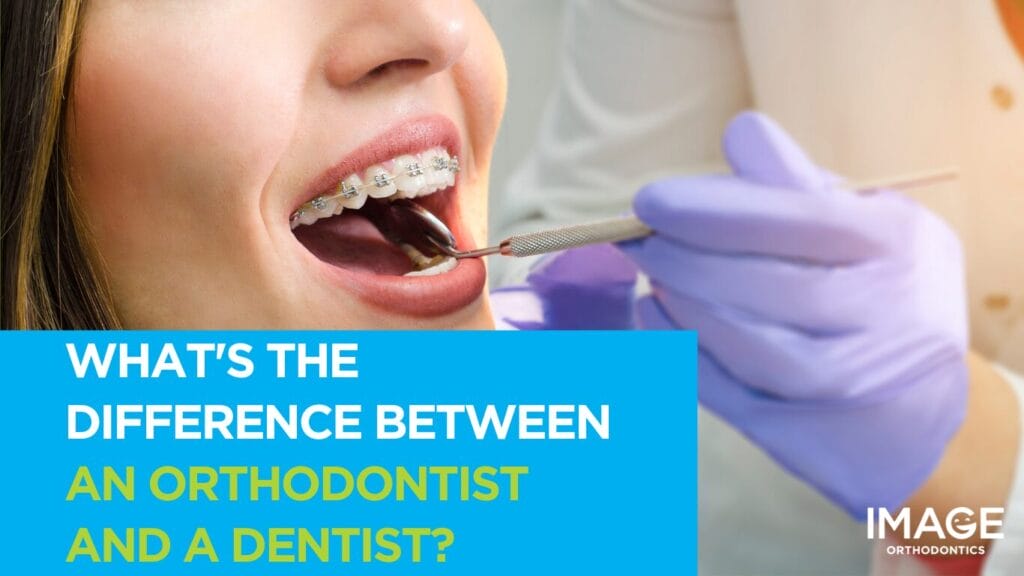 Close up of an orthodontist checking up on a patient with braces